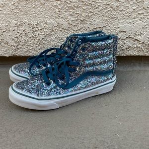 Teal glitter Vans size 6 hightop sparkly